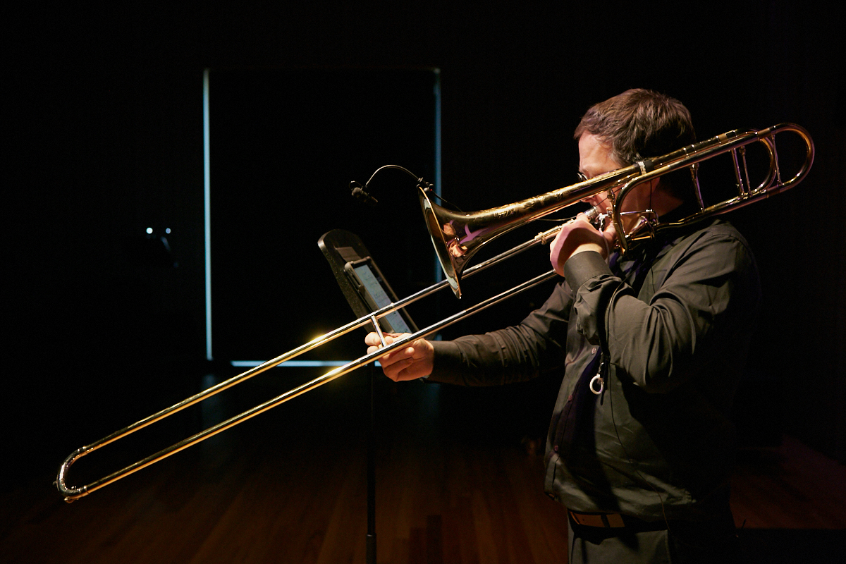 Ben Marks performs Richard Barrett's 'membrane' for solo trombone and live electronics.